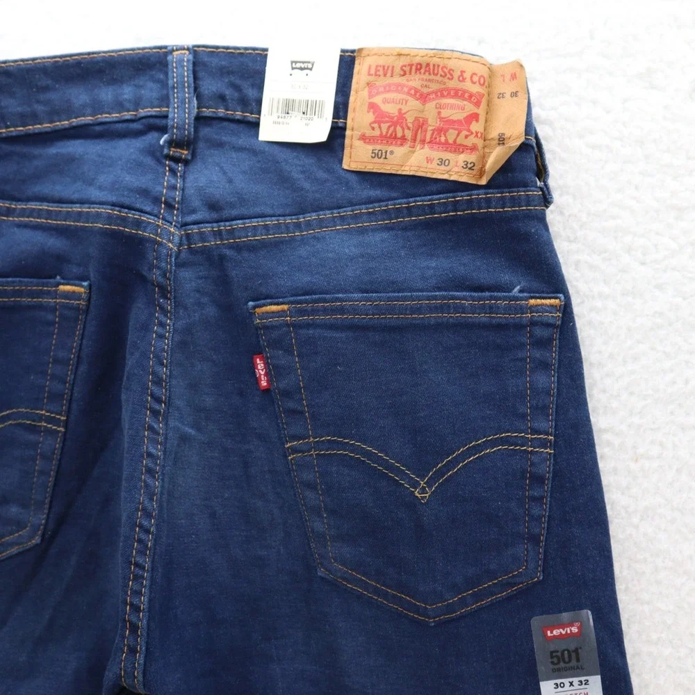 Levis 501 Jeans Mens 30x32 Blue Original Button Fly Stretch Denim Grunge 90s Y2K
